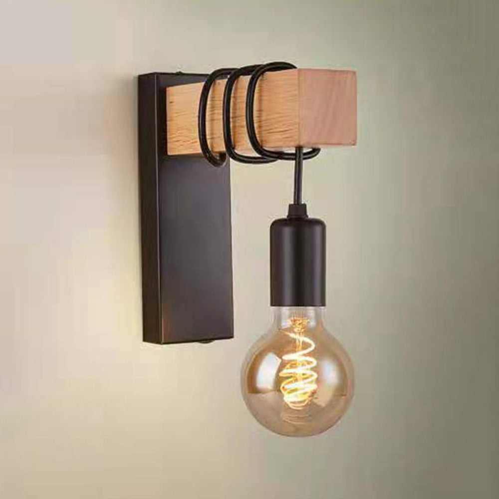 Lupanes Wall Lamp Bulb Industrial, Metal, Black/White, Living Room
