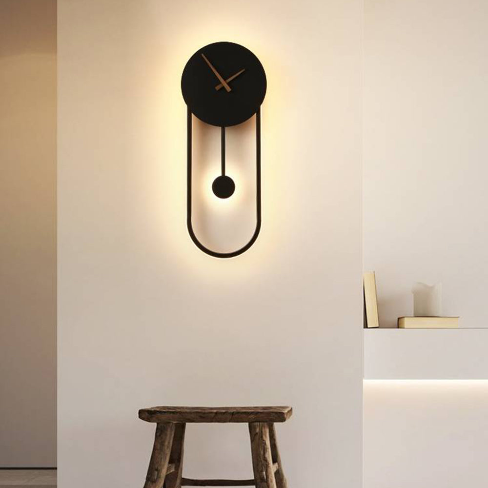 Luvudom Nordic Clock Wall Lamp, Gold & Black