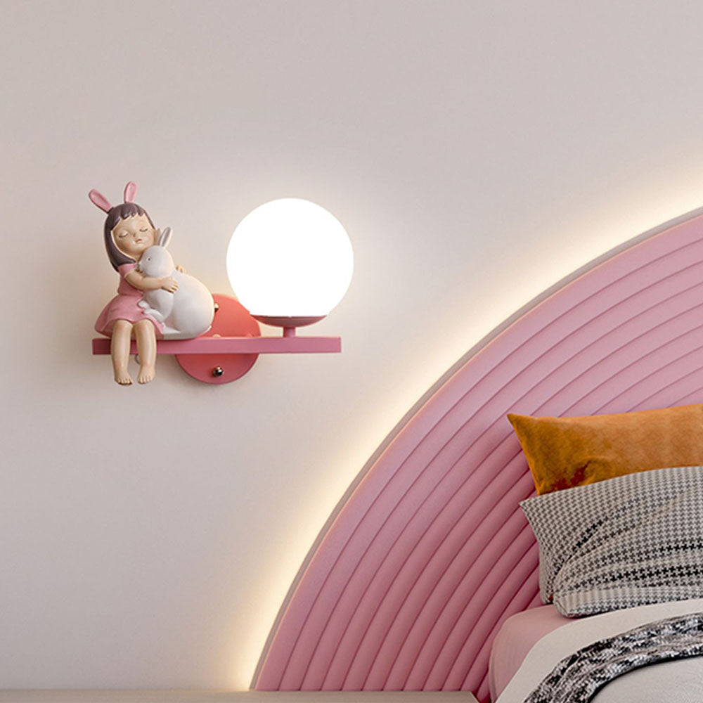 Daribos Modern Metal/Glass Wall lamp, White & Pink