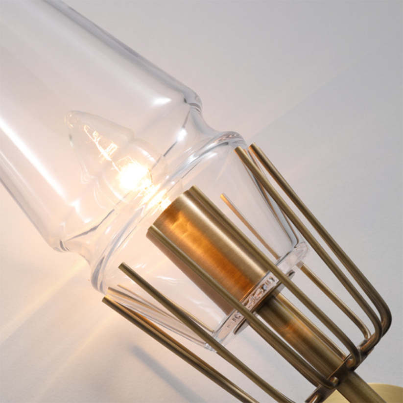 Kivisok Vintage Lantern Glass Wall Lamp, Gold
