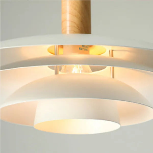 Debapak Modern LED Pendant Light White Wood Metal Bedroom
