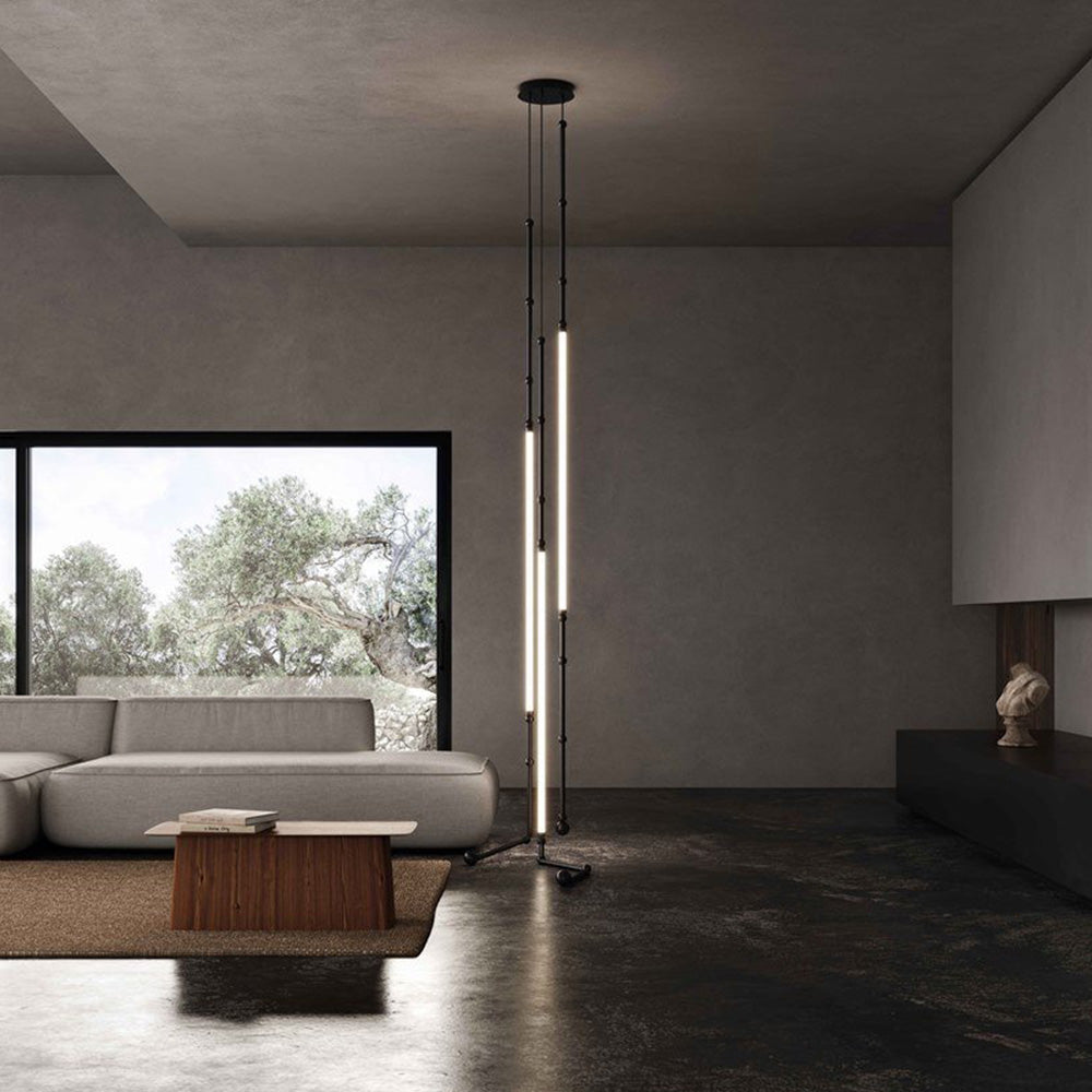 Gisakud Modern Linear Metal/Silicone Pendant Light, Black