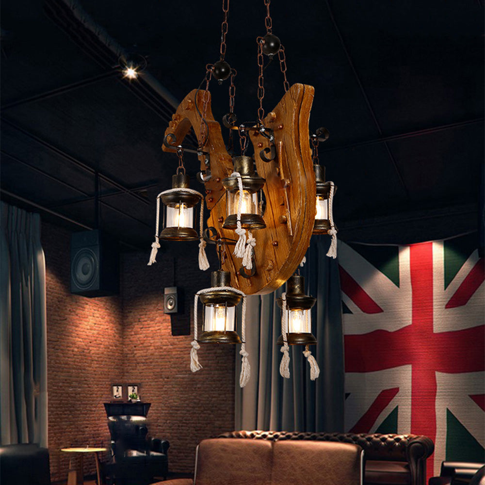 Wukodur Retro Saxophone Metal/Wood Pendant Light, Walnut