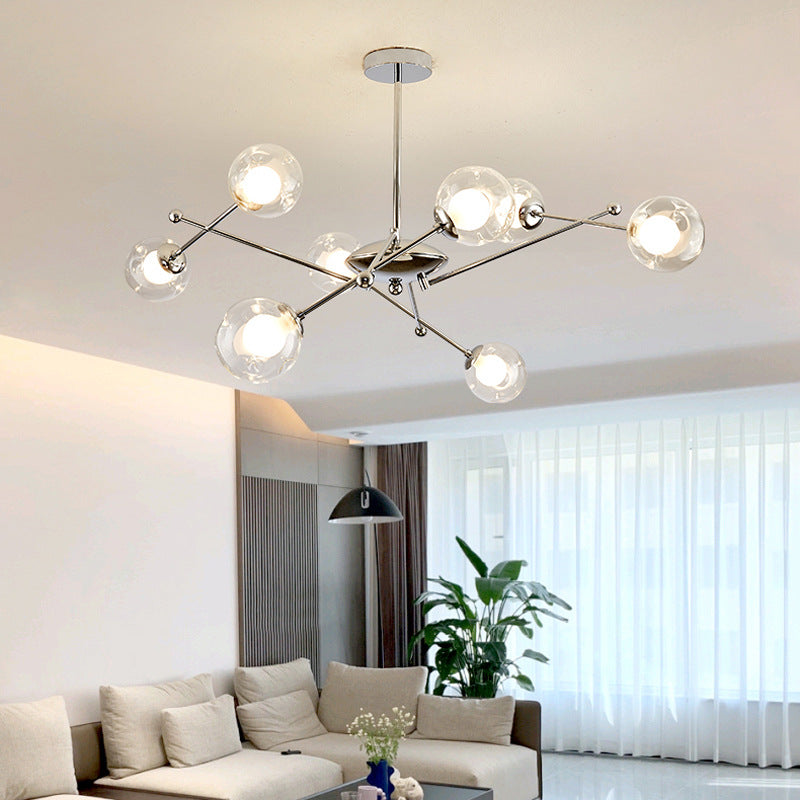 Nenadok Modern LED Chandelier Chrome Glass Living Room/Bedroom