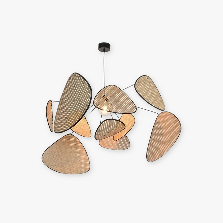 Borekus Pendant Light Leaf Grid, Rattan/Metal, Bedroom