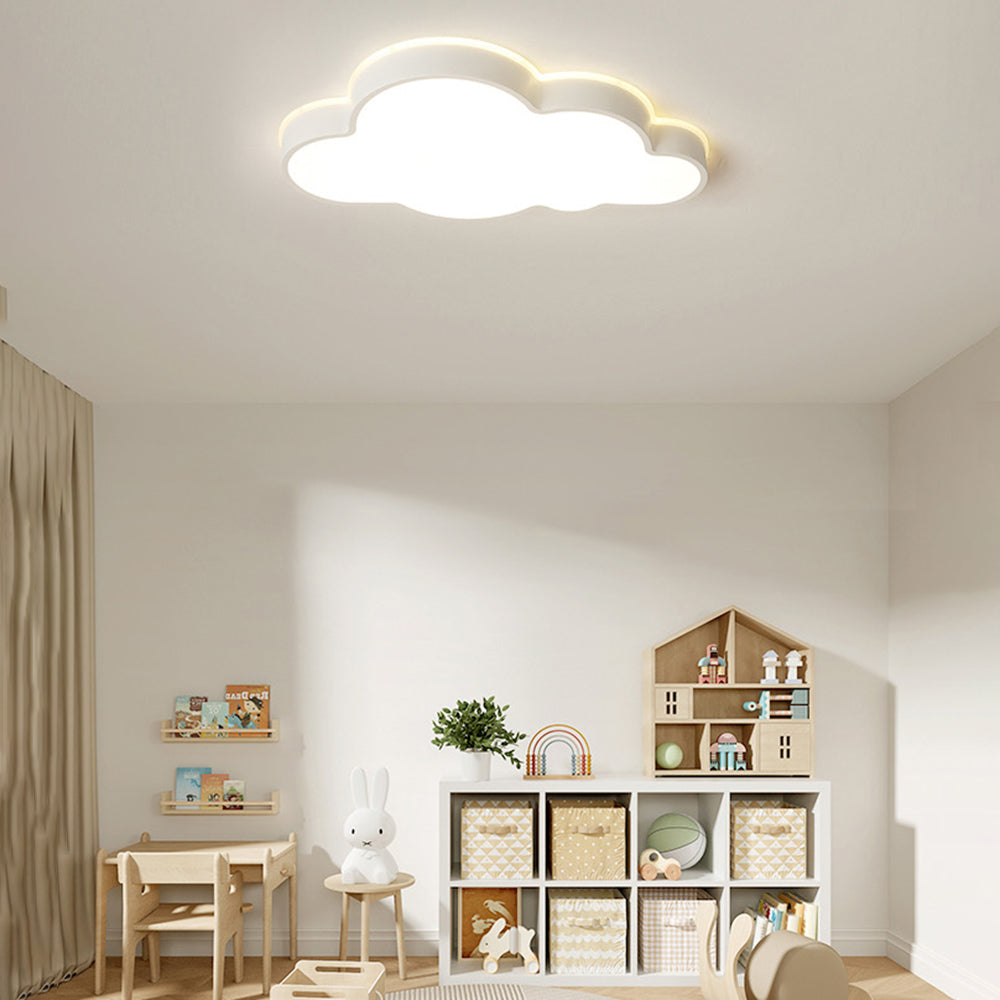 Widokal Modern Flush Mount Cloud Ceiling Light, White, Metal