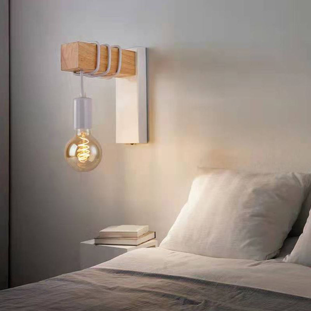 Lupanes Wall Lamp Bulb Industrial, Metal, Black/White, Living Room