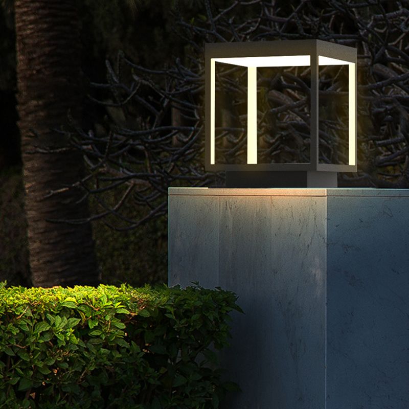 Zogoruk Modern Rectangular Metal LED Outdoor Light Post