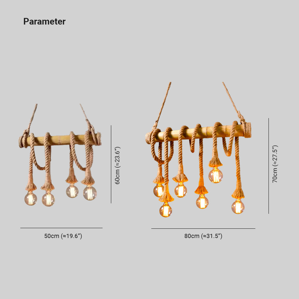 Ranobal Vintage Wood/Rope Pendant Light, Living Room