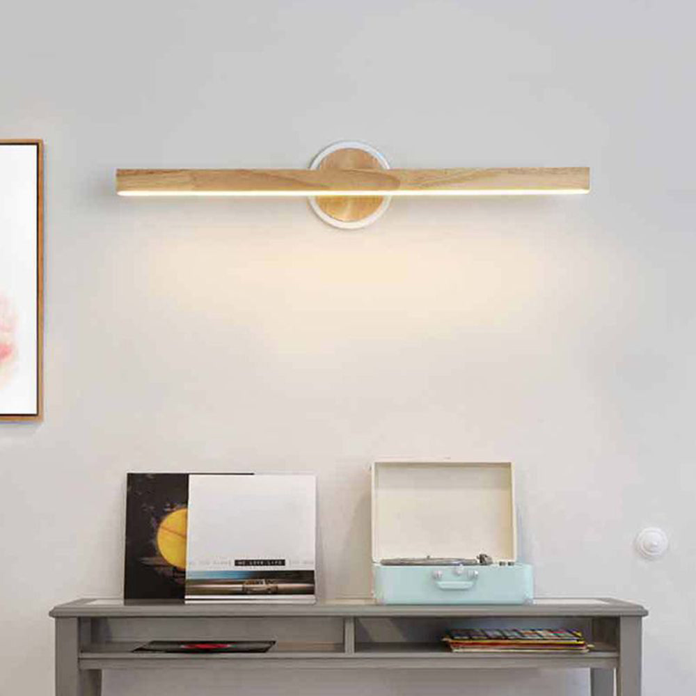 Savivol Modern Linear Wooden Mirror Front Vanity Wall Lamp