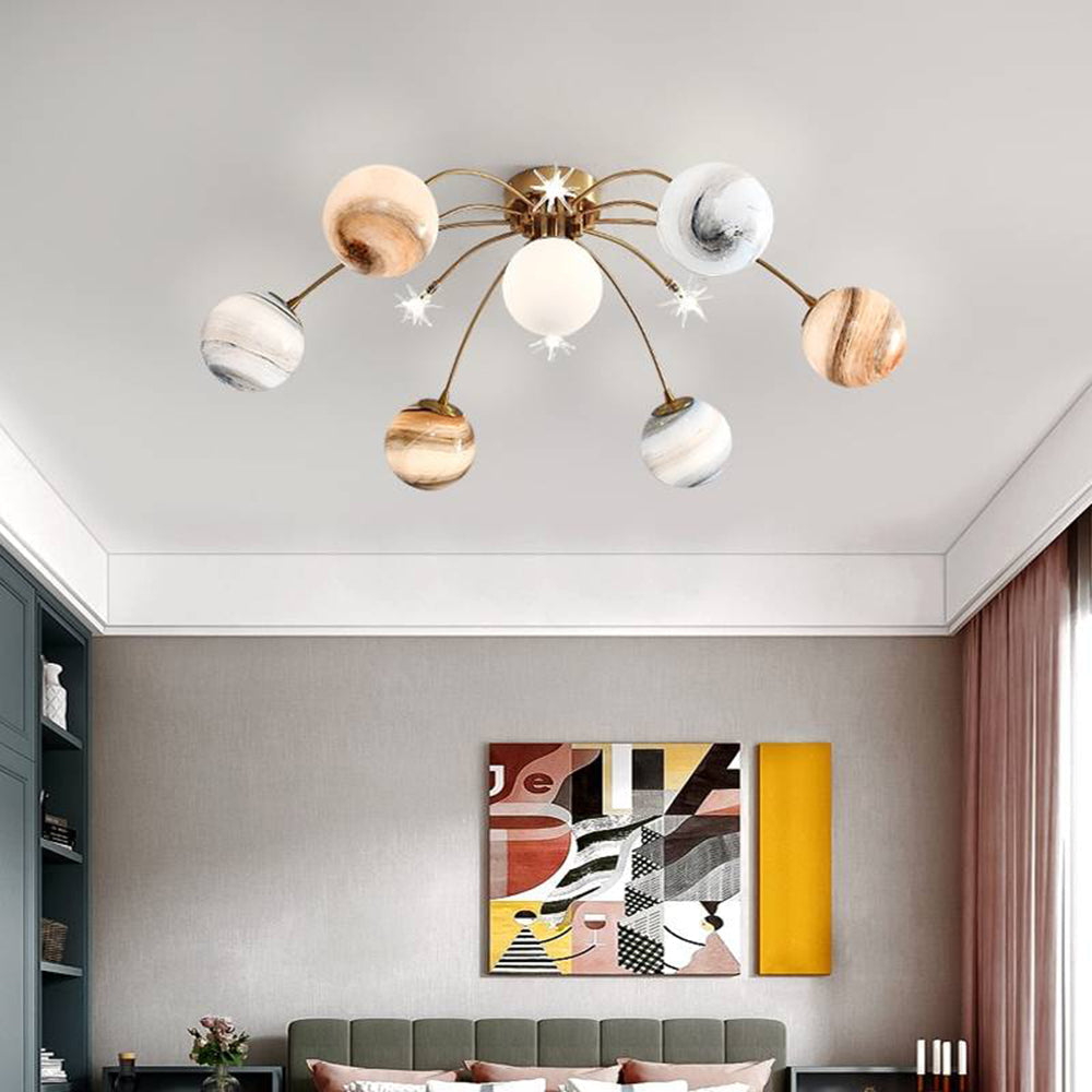 Zomovir Modern Planet Flush Mount Ceiling Light, Living Room
