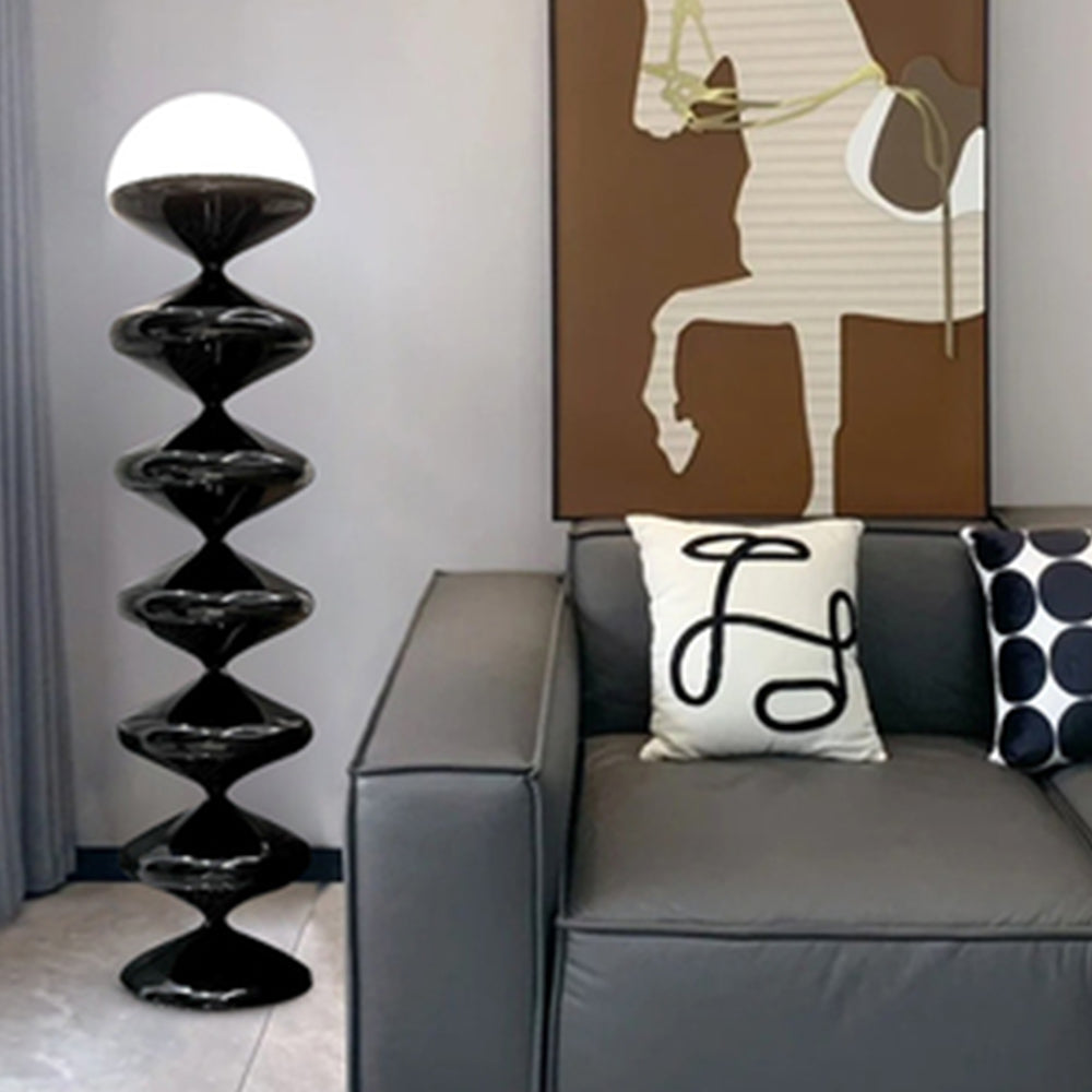 Ligukod Bauhaus Gourd Floor Lamp, Black/White