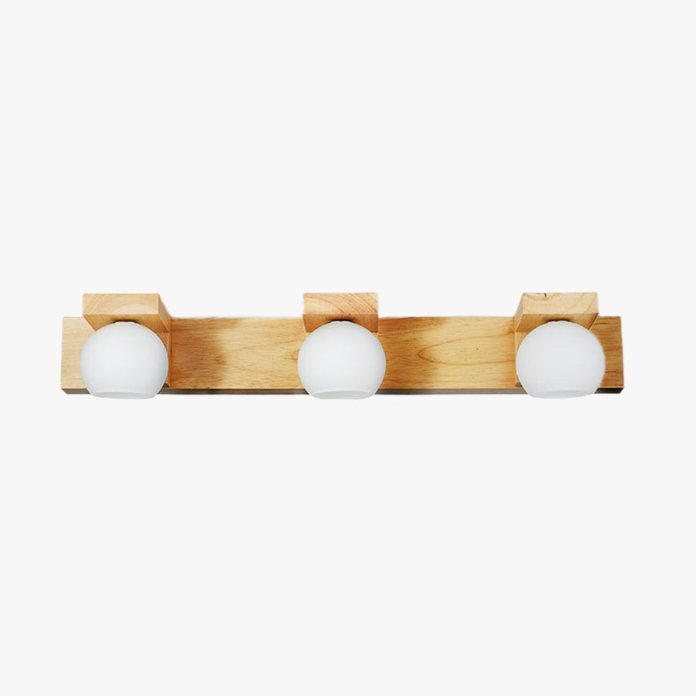 Filusar Wooden Ball Mirror Front Vanity Wall Lamp, Log Color