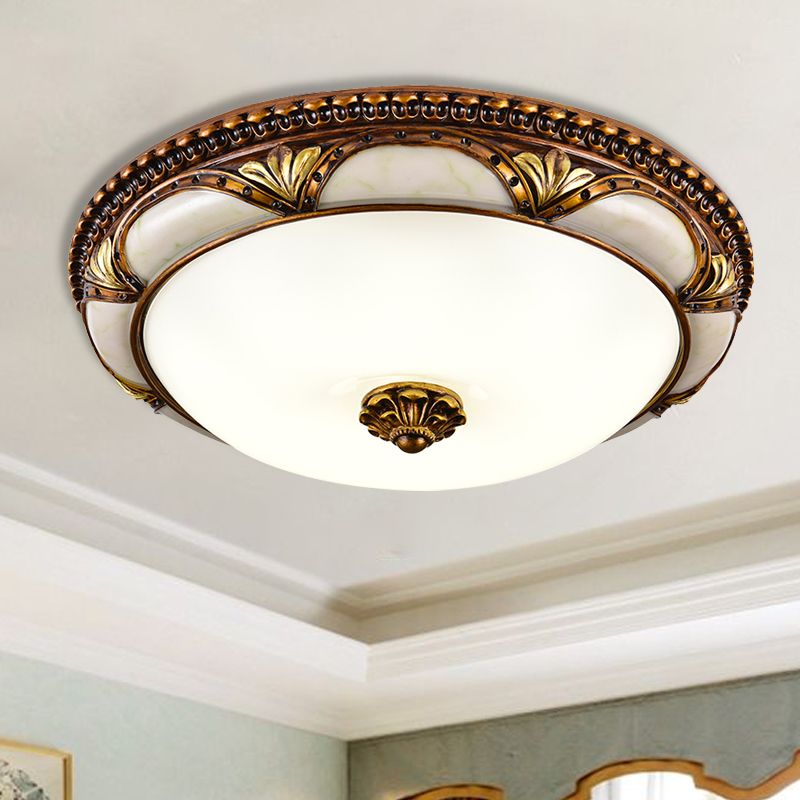 Pavepeno Floral Retro Antique Brass Flush Mount Ceiling Light