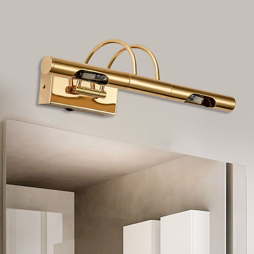 Susolom Retro Cylindrical Metal Wall Lamp, Gold, Bathroom