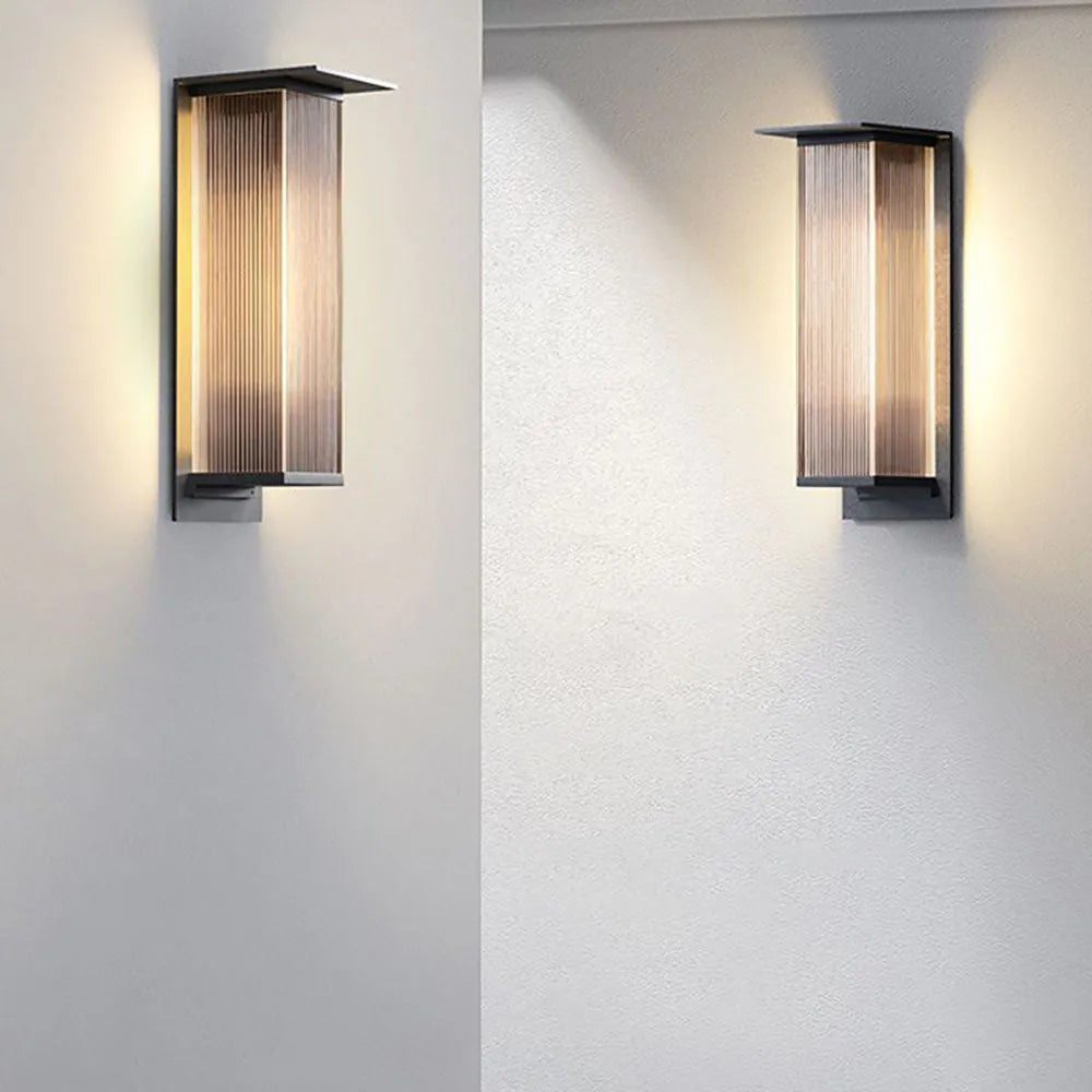 Zevotar Modern Rectangular Metal Outdoor Wall Lamp, Black