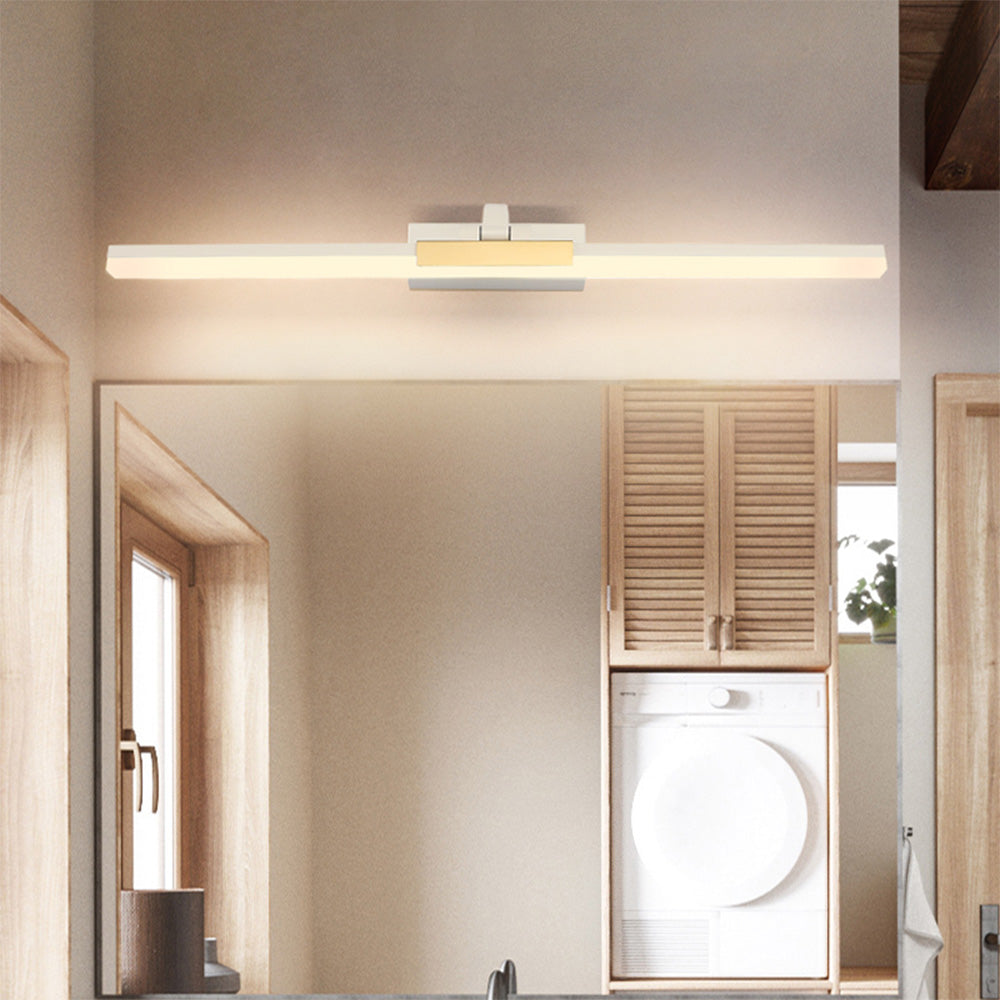 Homemil Modern Linear Mirror Front Metal Vanity Wall Lamp, Black/White