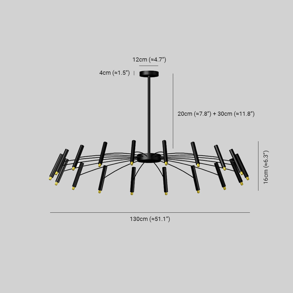 Pumapir Modern Blown Linear Metal Multi-heads Chandelier