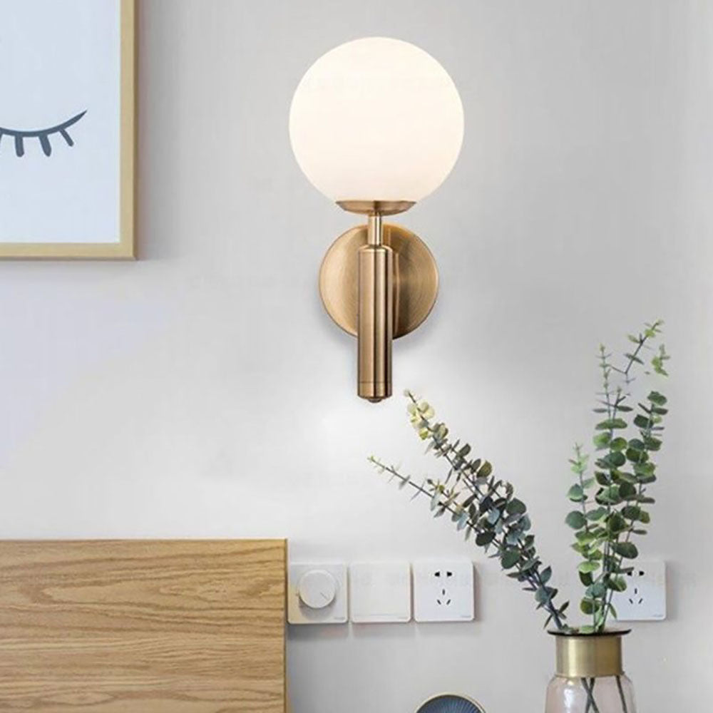 Solivas Wall Lamp Modern Globe, Metal/Glass, Black/Gold, Hallway