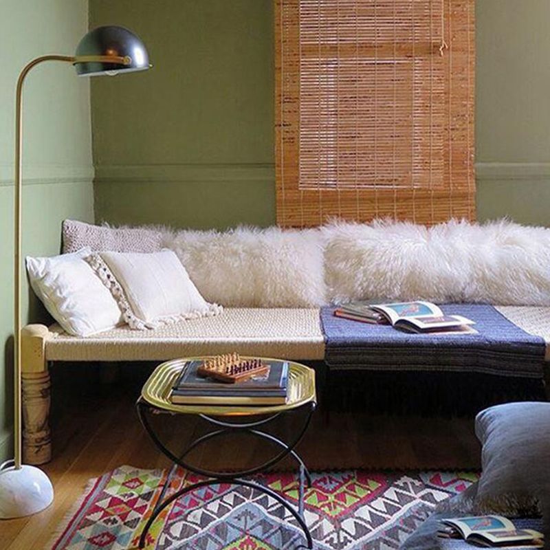 Dotetan Floor Lamp Semi Circular Retro/Minimalist, Metal/Marble, Black, Bedroom