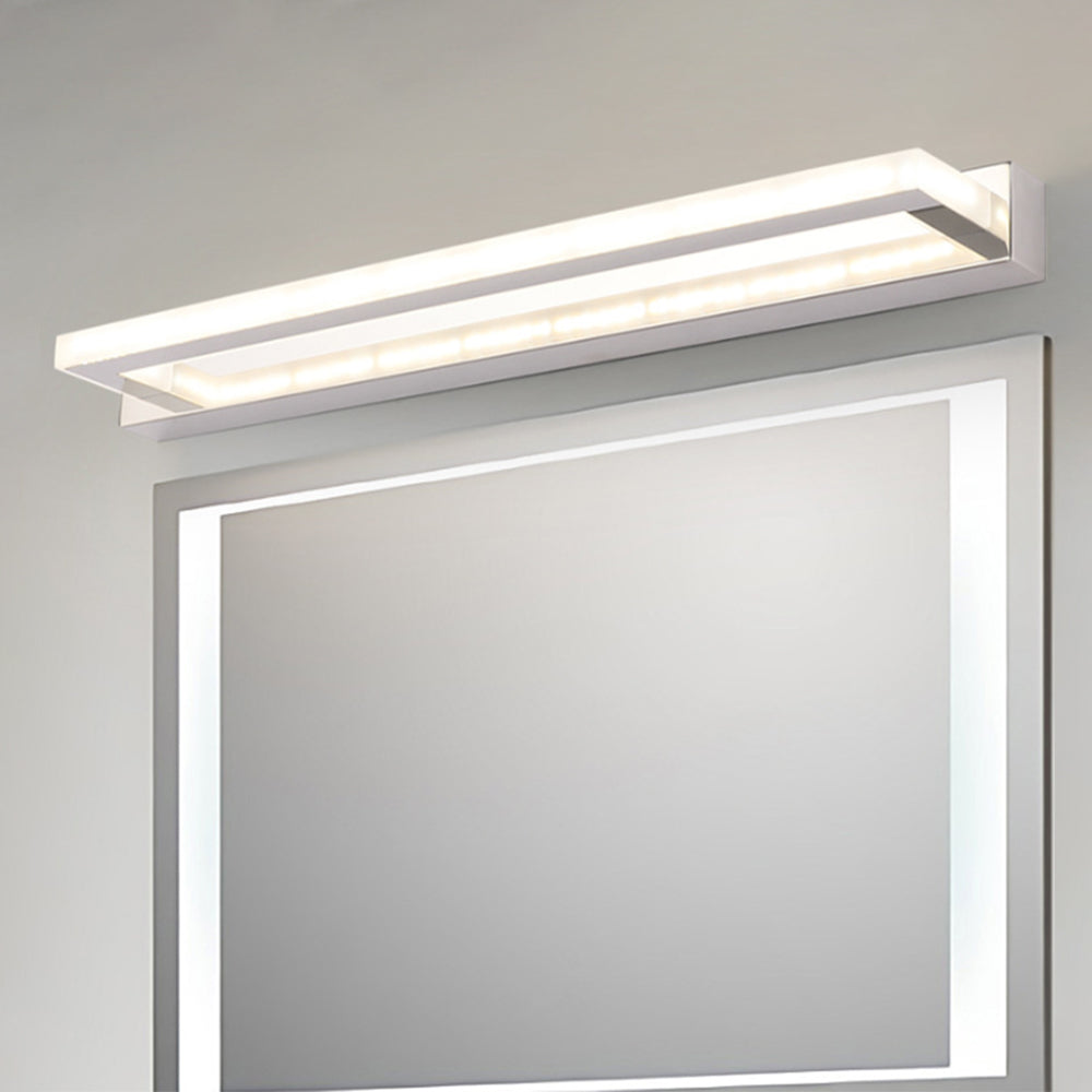 Lapunus Elegant Rectangular Mirror Front Vanity Sliver White Wall Light