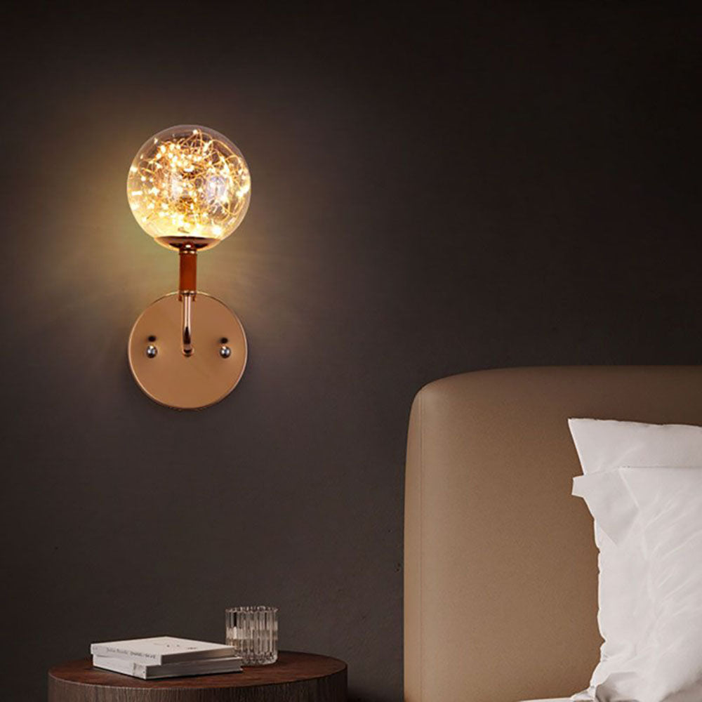 Godopin Wall Lamp Starry Globe Art Deco, Black/Gold, Bedroom