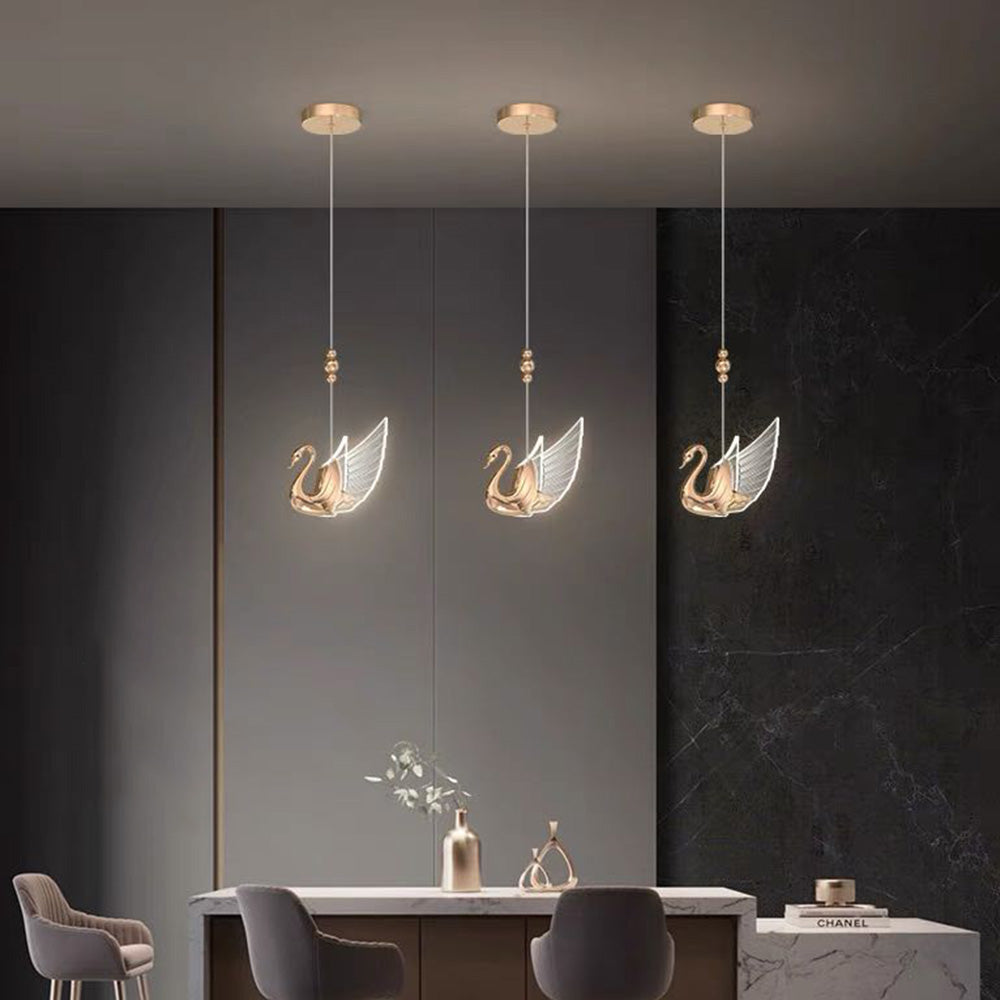 Letoted Modern Creative Swan Pendant Light, 2 Color