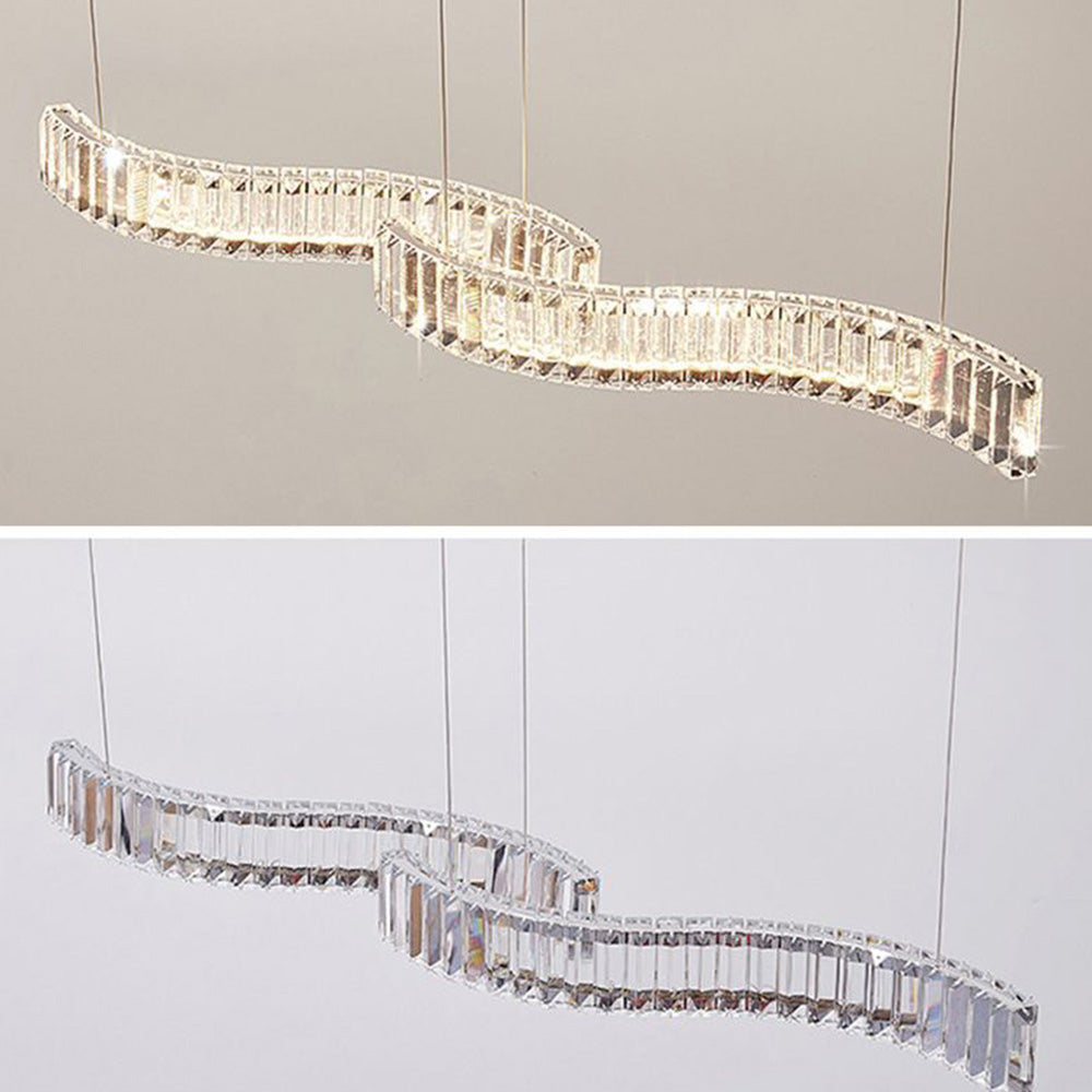 Kolotet Luxury Wave Crystal/Metal Pendant Light, Silver/Gold
