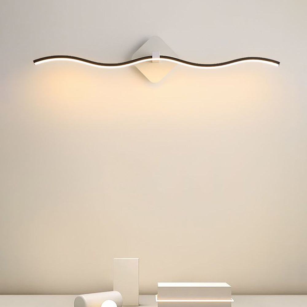 Begilal Minimalist Wave Linear Metal Wall Lamp, Black/White