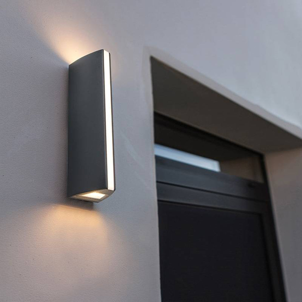 Lokavot Modern Triangular Prism Metal Outdoor Wall Lamp, Black/Silver