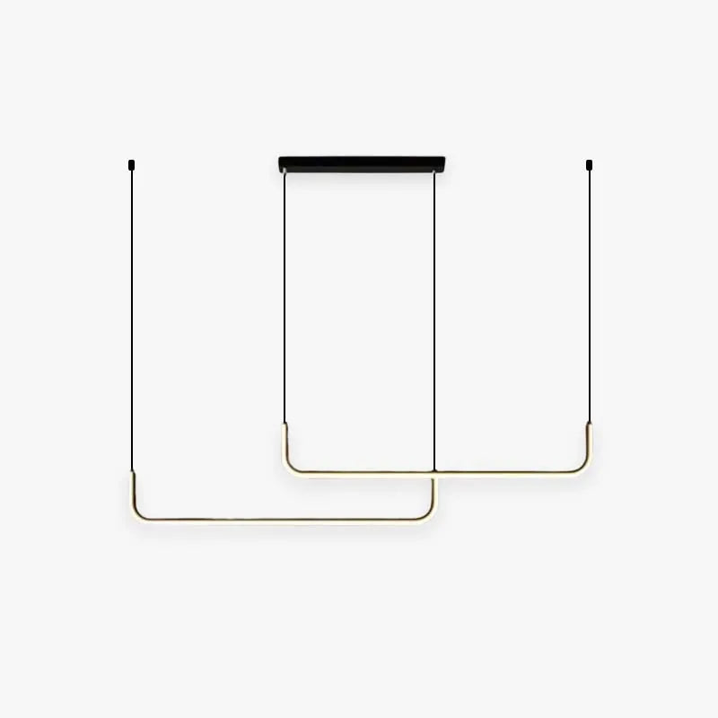 Sorev Modern Linear Pendant Light Double Frame, Black/Gold-Neutral Decor