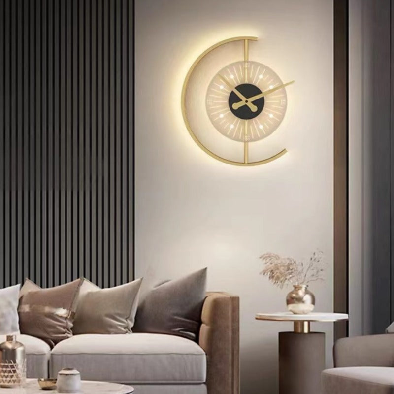 Losarol Modern Clock Metal/ LED Wall Lamp, Black/Gold