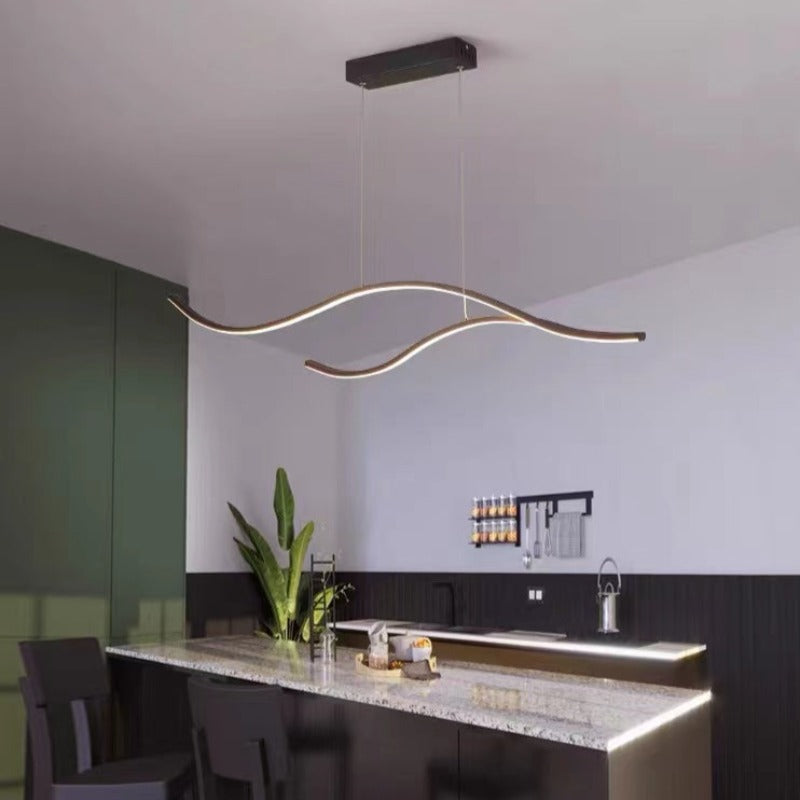 Lekubok Curved Linear Pendant Light, Black/Gold