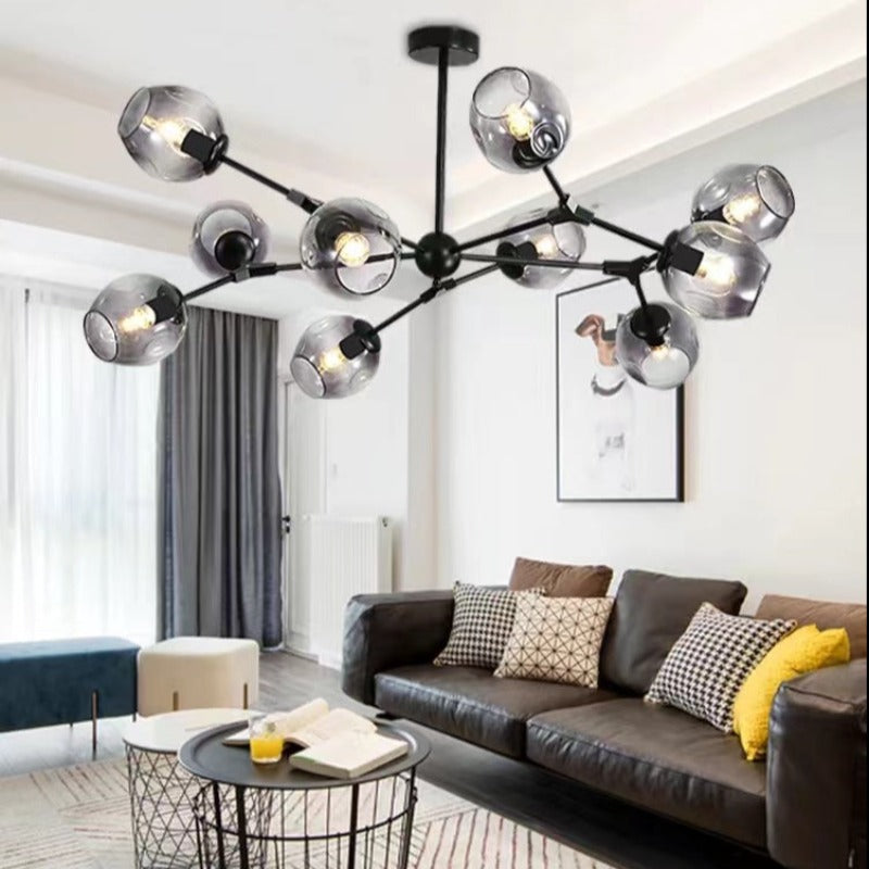 Pobibem Modern Bubble Metal Pendant Light, Black/Gold