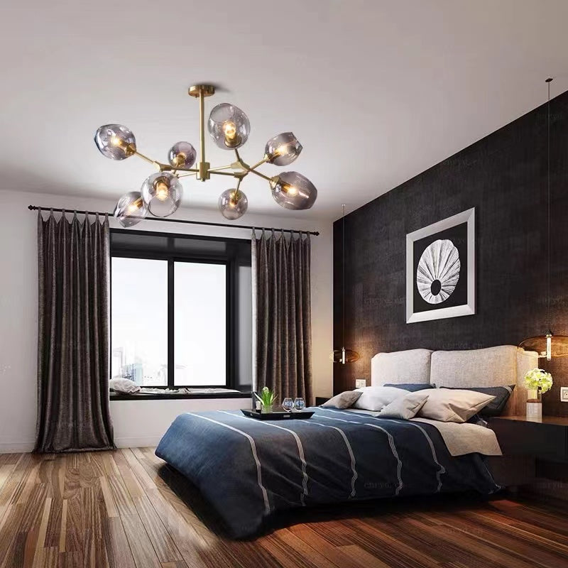 Pobibem Modern Bubble Metal Pendant Light, Black/Gold