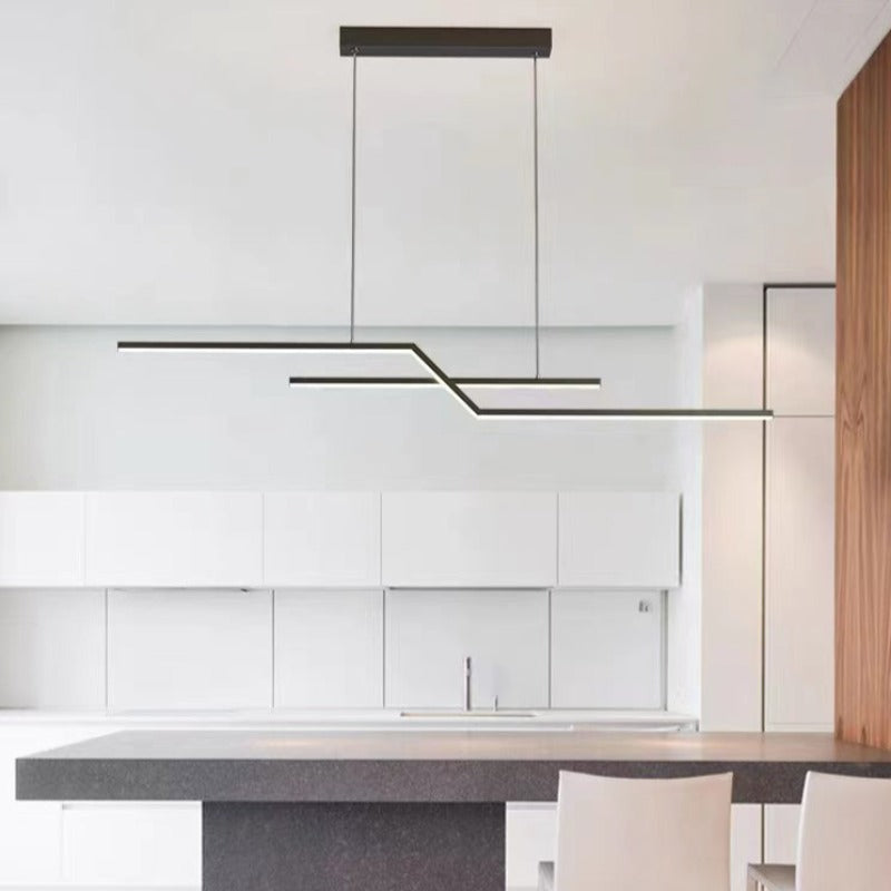 Valiner Parallel Fold Linear Pendant Light, Black/Gold, Living Room