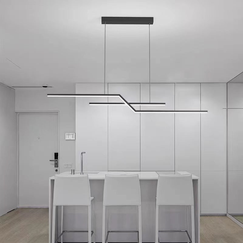 Valiner Parallel Fold Linear Pendant Light, Black/Gold, Living Room