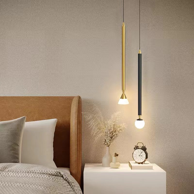 Vikal Linear Pendant Light Bedside, Black & Gold-Neutral Decor