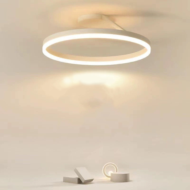 Solinor Modern Circle Flush Mount Ceiling Light, Black & White-Neutral Decor