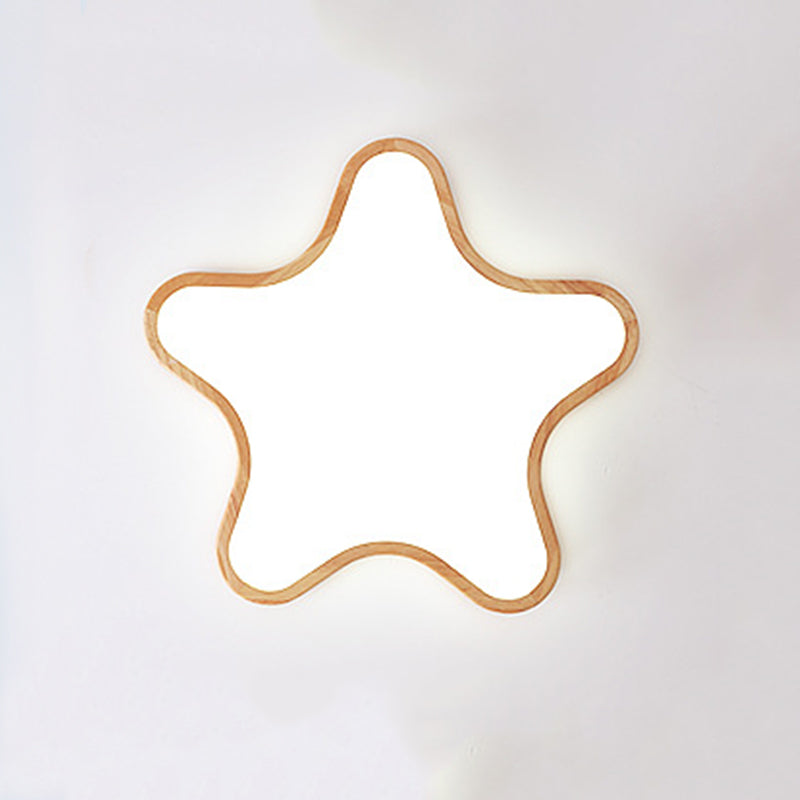 Zeselil Moon/Cloud/Star Shape Flush Mount Ceiling Light, Wood & Arcylic