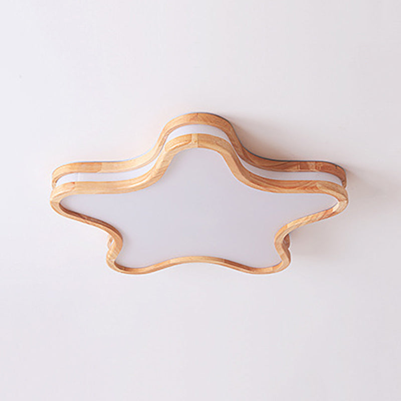 Zeselil Moon/Cloud/Star Shape Flush Mount Ceiling Light, Wood & Arcylic