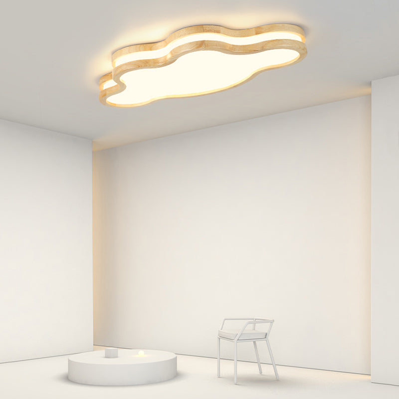 Zeselil Moon/Cloud/Star Shape Flush Mount Ceiling Light, Wood & Arcylic
