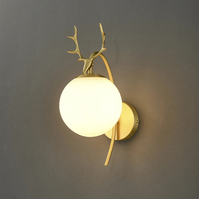 Duruson Modern Art-Deco Deer Bedside Wall Lamp, Black/Gold
