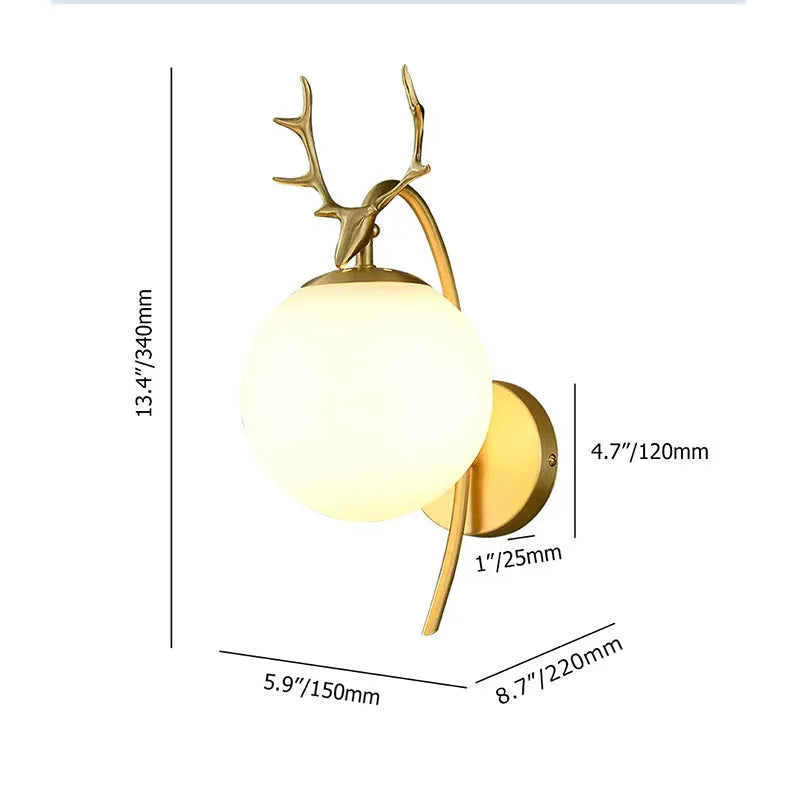 Duruson Modern Art-Deco Deer Bedside Wall Lamp, Black/Gold