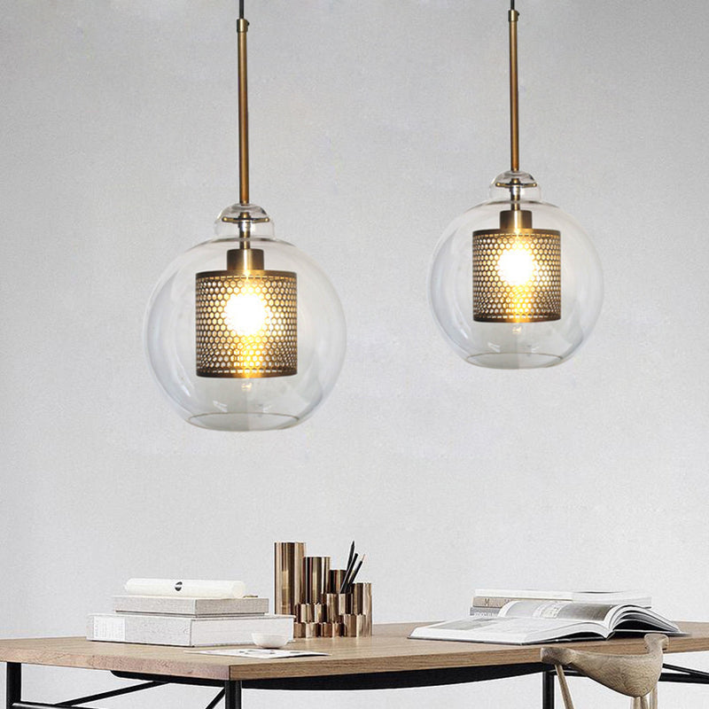 Nerel Contemporary Golden Pendant Light, Glass, Globe/Cylindric-Neutral Decor