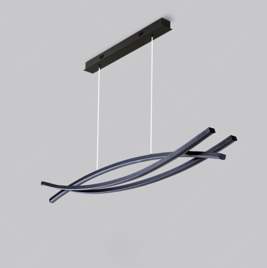 Beribar Modern Linear Metal Pendant Light, Black