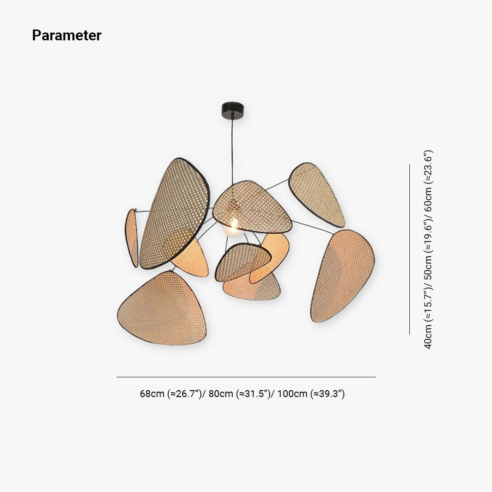 Borekus Pendant Light Leaf Grid, Rattan/Metal, Bedroom