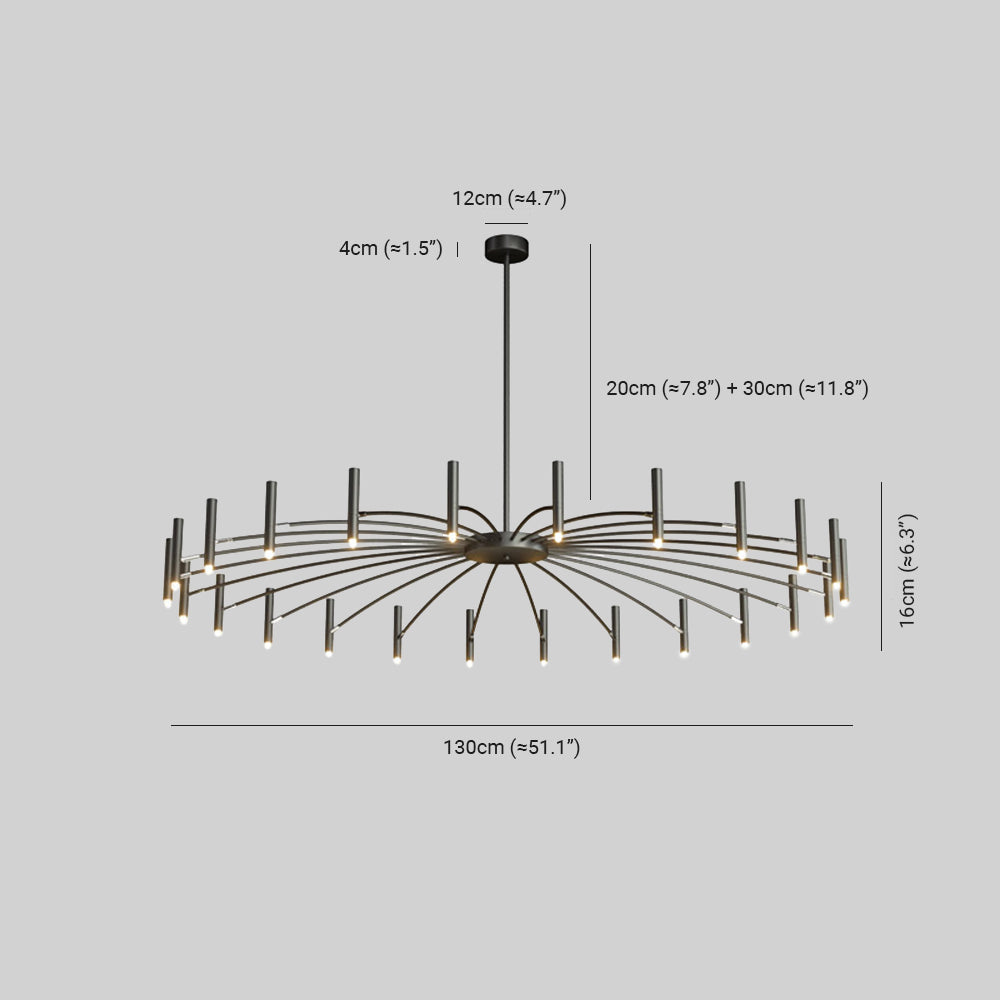 Pumapir Modern Blown Linear Metal Multi-heads Chandelier