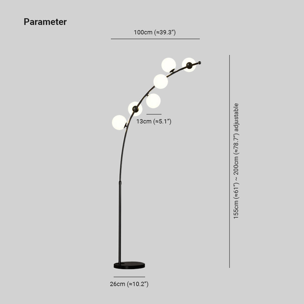 Zubivul Modern Arc Multi Head Bubble Floor Lamp Black/Gold