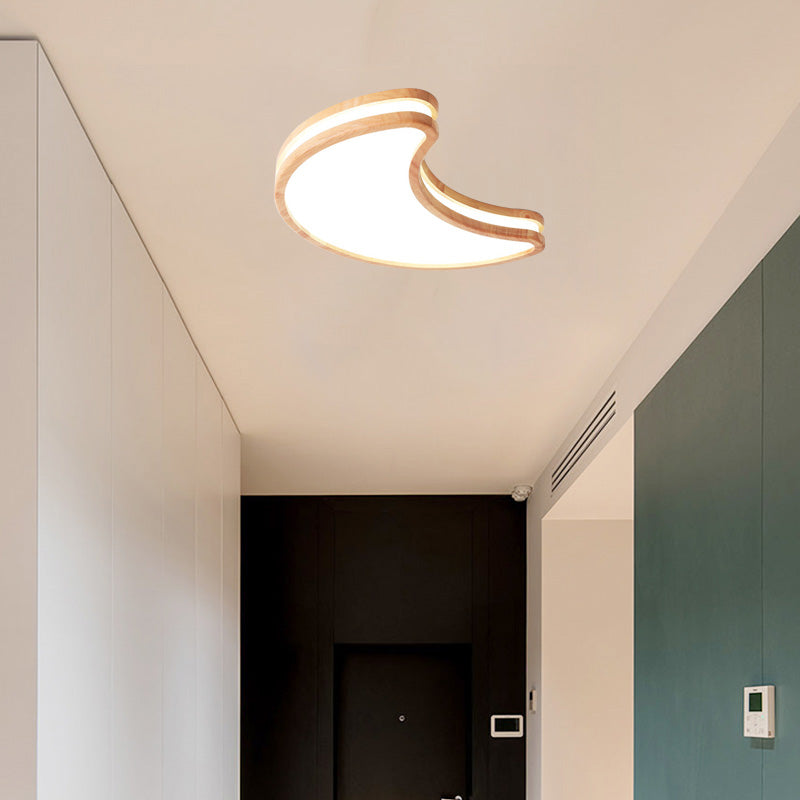 Zeselil Moon/Cloud/Star Shape Flush Mount Ceiling Light, Wood & Arcylic